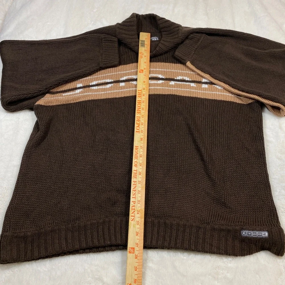 Vintage Jordan Y2K Chunky Sweater Knit Pullover Brown Jumpman Striped Mens XXL